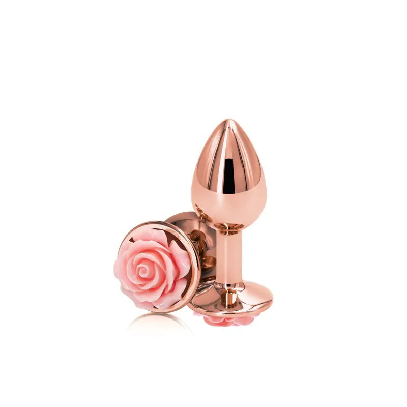 Rose Gold Anal Plugs with Flower Design