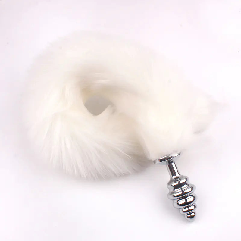 Rotating Fox Tail Anal Plug with Fur"