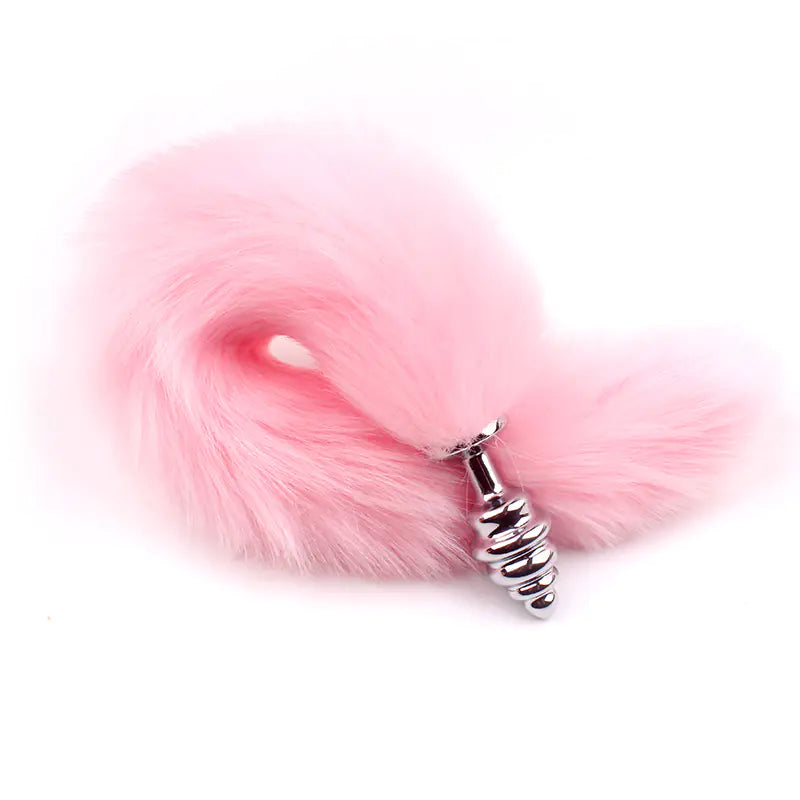 Rotating Fox Tail Anal Plug with Fur"