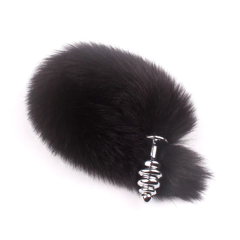 Rotating Fox Tail Anal Plug with Fur"