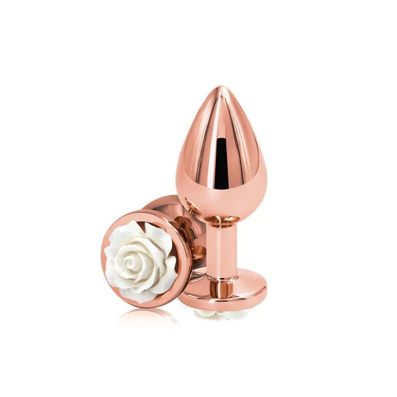 Rose Gold Anal Plugs with Flower Design