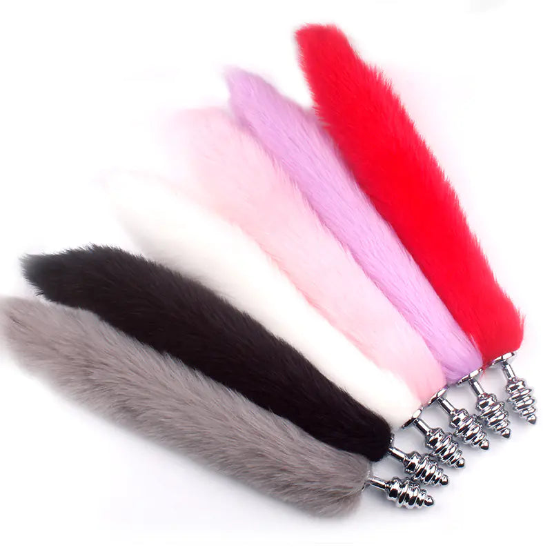 Rotating Fox Tail Anal Plug with Fur"
