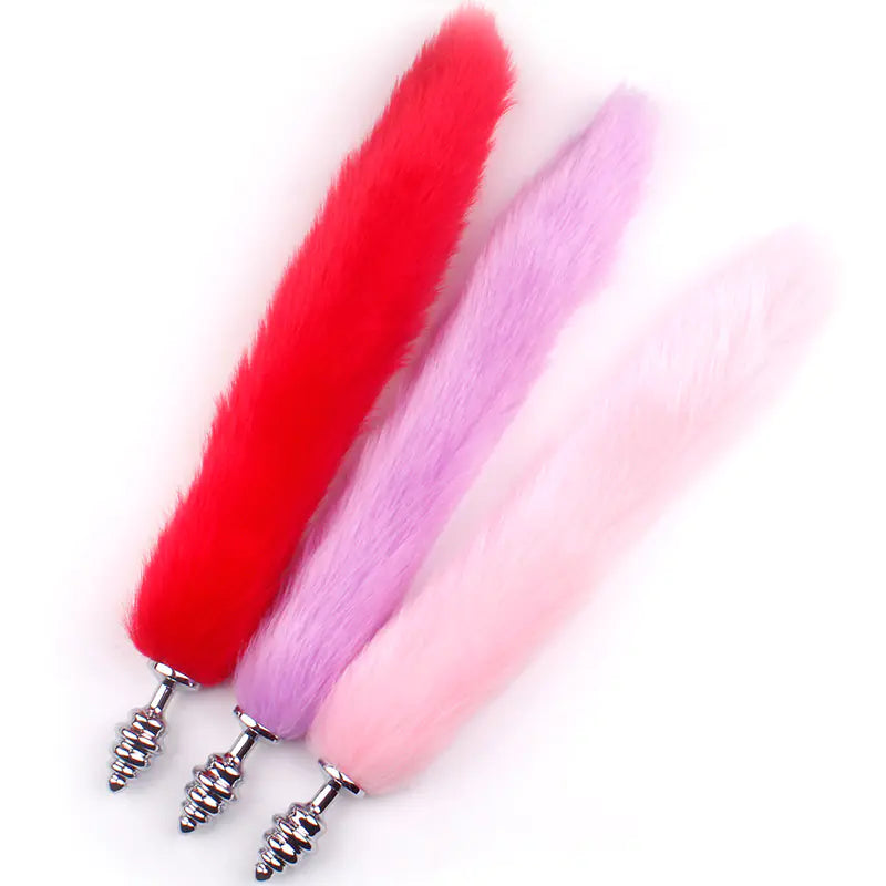 Rotating Fox Tail Anal Plug with Fur"