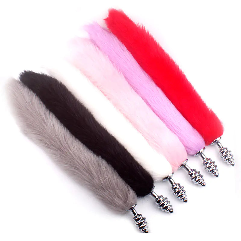 Rotating Fox Tail Anal Plug with Fur"