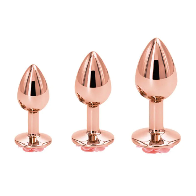 Rose Gold Anal Plugs with Flower Design